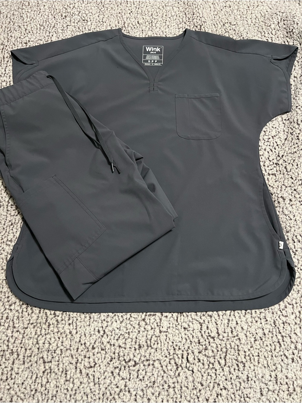 Wink Renew Pewter Dolman Scrub Top and Drawstring Jogger Pants